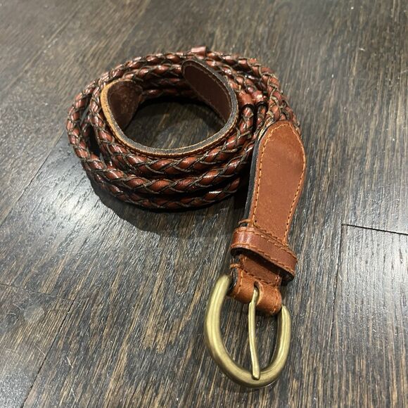 Talbots Accessories - Vintage Talbots Woven Brown Leather Belt XL Classic Braided Boho Western